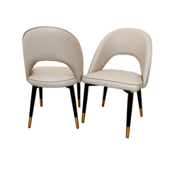 Astra Beige Leather Dining Chair Gold Tipped wooden Legs - Estelle Decor