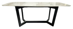Jessica Ceramic White Fixed Top Coffee Table Black Base