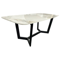 Jessica Ceramic White Fixed Top Coffee Table Black Base