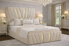 Victor Gold Accent Upholstered Velvet bed frame Optional Gas lift Storage