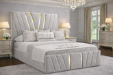 Victor Gold Accent Upholstered Velvet bed frame Optional Gas lift Storage