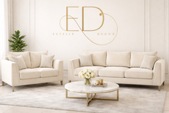 Elaine Velvet Fullback Elegant sofa – Luxury Modern Upholstered Couch with Gold Legs