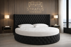 Globe Round Velvet Chesterfield Bed with Round Mattress