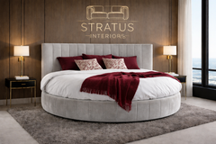 Orbis Round Velvet Panel Bed with Round Mattress