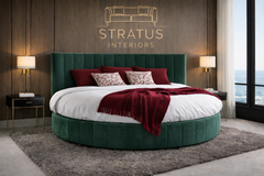 Orbis Round Velvet Panel Bed with Round Mattress