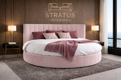 Orbis Round Velvet Panel Bed with Round Mattress