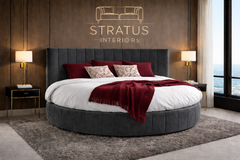 Orbis Round Velvet Panel Bed with Round Mattress