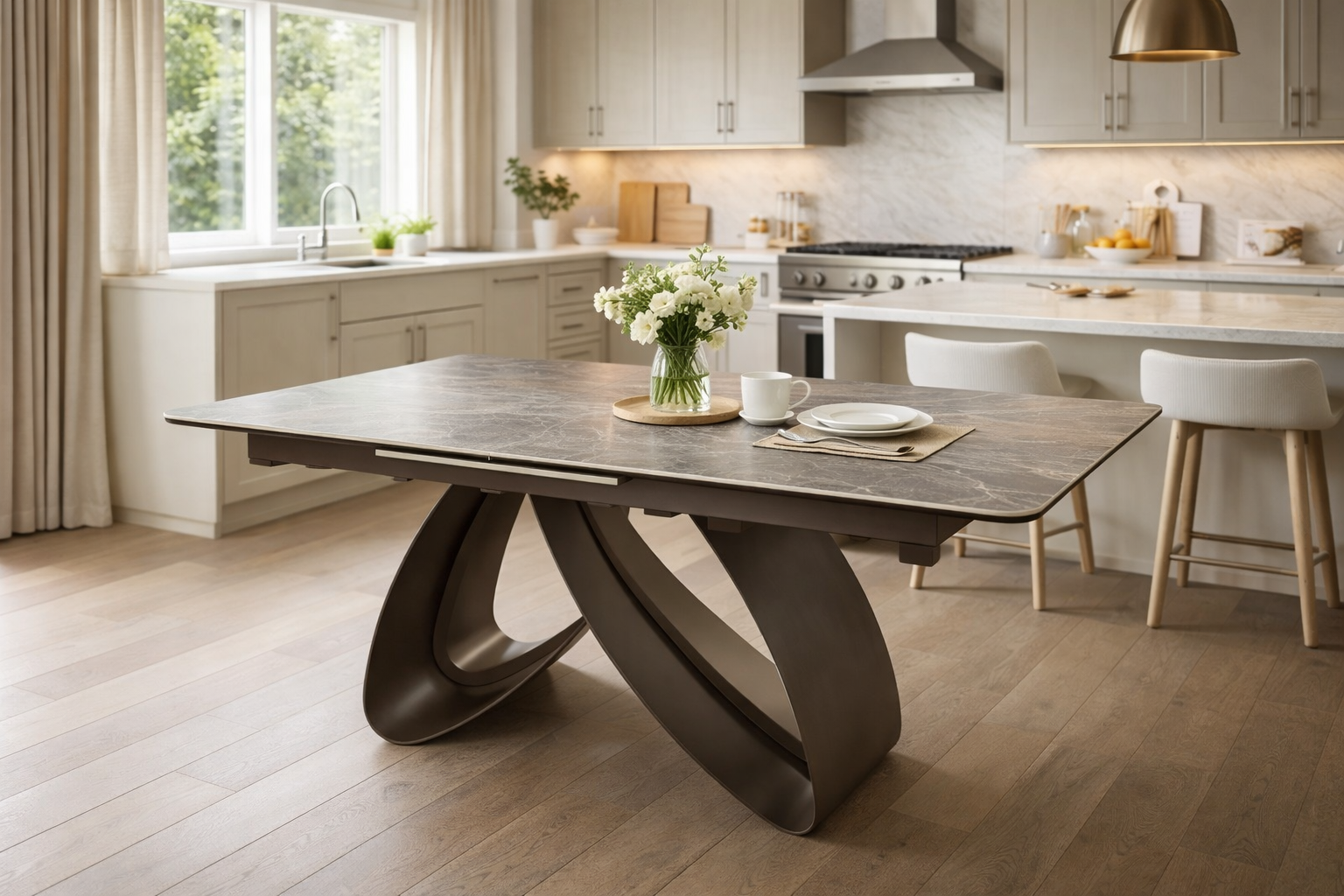 Cheshire Extending Dining Table (1.2-1.5/1.6-2m) – Black Base – image 1