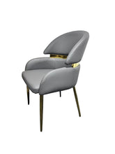 Madrid PU Leather Dining Chair Cream and Grey Gold Band