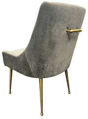 Milan Dining Chair Gold Handle Gold Legs Grey and Ivory