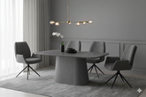 Sydney Grey Ceramic Effect Dining Table with Fluted Pedestal Base