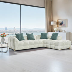 Genoa Right hand Corner Bubble Sofa Beige and Charcoal