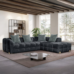 Genoa Right hand Corner Bubble Sofa Beige and Charcoal