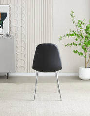 Contemporary Black PU Dining Chair with Chrome Legs & Quilted Back
