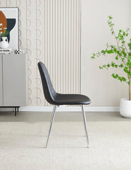Contemporary Black PU Dining Chair with Chrome Legs & Quilted Back