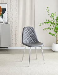 Contemporary Black PU Dining Chair with Chrome Legs & Quilted Back