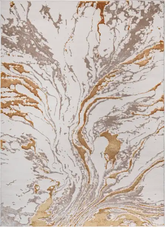 BLOSSOM LARGE LIVING ROOM RUG GOLD SWIRLS 200 X 290 CM