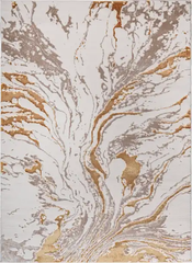 BLOSSOM LARGE LIVING ROOM RUG GOLD SWIRLS 200 X 290 CM