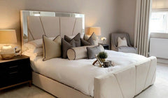 Knightsbridge Art Deco lined Mirrored Bed Frame - Estelle Decor