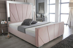 Knightsbridge Art Deco lined Mirrored Bed Frame - Estelle Decor