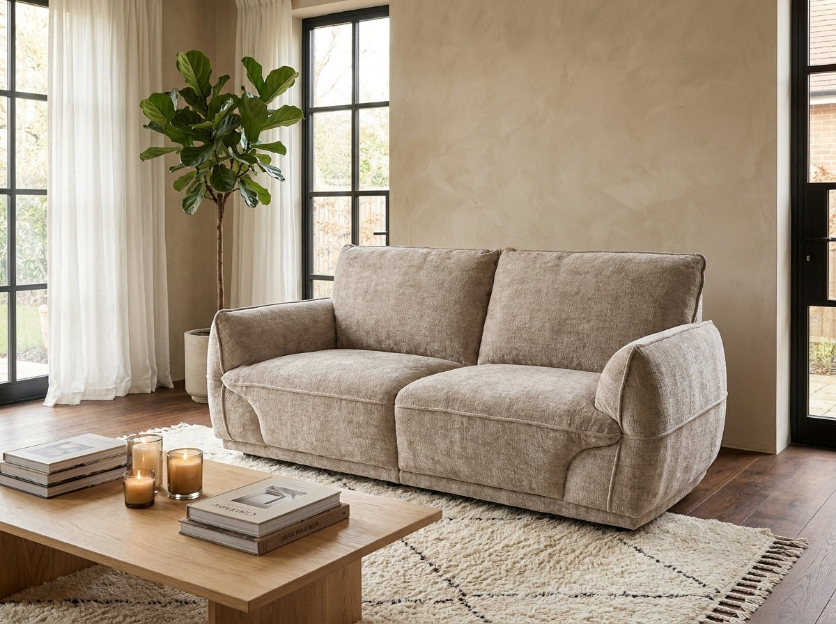 Angelo Beige 2 Seater upholstered fabric sofa