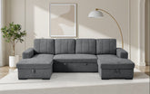 Como U-Shape Sofa Bed – Bouclé Sleeper Sofa with Ottoman Storage