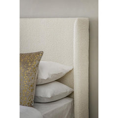 Teddy Boucle Fabric Luxurious Wing Back Elegant Bed Frame