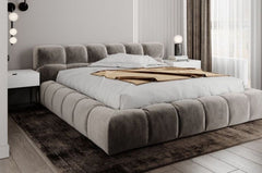 Cubed Mini Ambassador platform bed low headboard upholstered bed frame