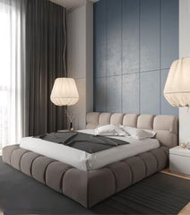 Cubed Mini Ambassador platform bed low headboard upholstered bed frame