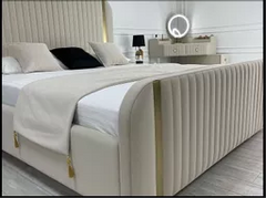 Allegra Gold Panel Bed | Contemporary Luxury Bed Frame