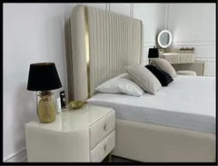 Allegra Gold Panel Bed | Contemporary Luxury Bed Frame