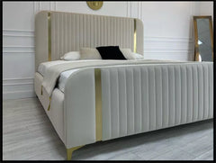 Allegra Gold Panel Bed | Contemporary Luxury Bed Frame