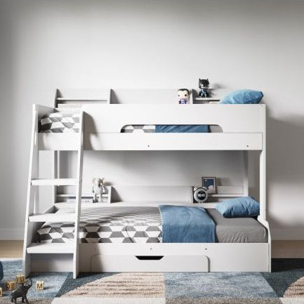 FLICK TRIPLE BUNK BED WHITE WITH STORAGE - Estelle Decor