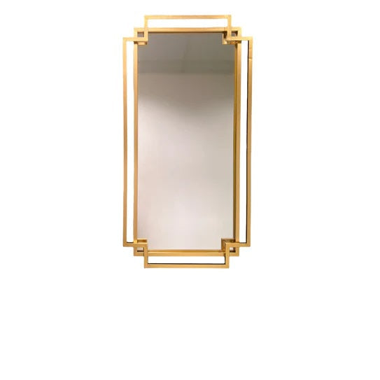 Geo Gold Brass Art Deco Style Rectangle Mirror - Estelle Decor