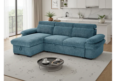 Hudson L Shape Universal Corner Sofa bed with Storage Blue Grey Beige Olive