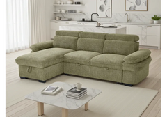 Hudson L Shape Universal Corner Sofa bed with Storage Blue Grey Beige Olive