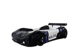 Kids Police Car Bed Frame | Children's Police Racing Car Bed with Spoiler | Toddler Boys & Girls Single Bed