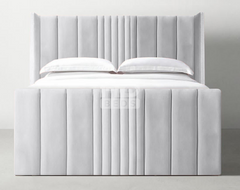 Romana slim wing back paneled tall headboard bed frame optional gas lift storage