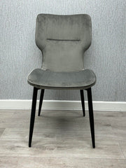 Windsor Winged Velvet Dining Chair Black Legs