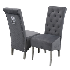 Emma Tall Velvet lion knocker dining chair