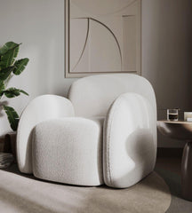Adam Boucle Teddy Accent Chair in Cream and Grey