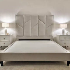 Julius Gold and Silver Abstract Accent strip Bed frame Optional Gas lift Storage