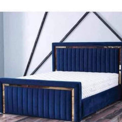 Sultan Gold Border Bed | Luxurious Velvet Frame with Gold Detailing