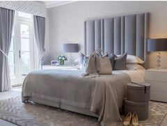 Felix Tall Lined Headboard Panel Bed frame optional gas lift storage