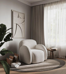 Adam Boucle Teddy Accent Chair in Cream and Grey