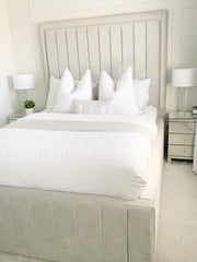 Nina Extra Tall Headboard Bed – Modern Lined Panel Design UK