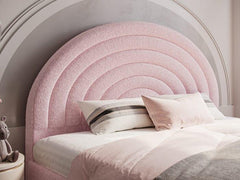 Arc Half moon Teddy Boucle bed in Grey and Pink Double