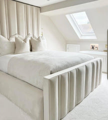 Felix Tall Lined Headboard Panel Bed frame optional gas lift storage