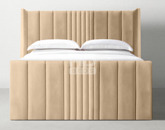 Romana slim wing back paneled tall headboard bed frame optional gas lift storage