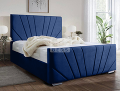 Windsor Diagonal Lined Art Deco Velvet Bed frame with Optional Gas lift storage